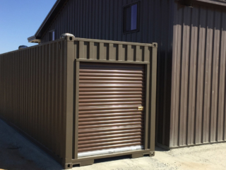 Shipping container used for storage with secure door