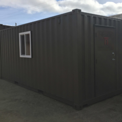 Shipping container with custom door and window