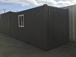 Shipping container with custom door and window