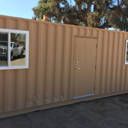 Custom shipping container with door and two windows