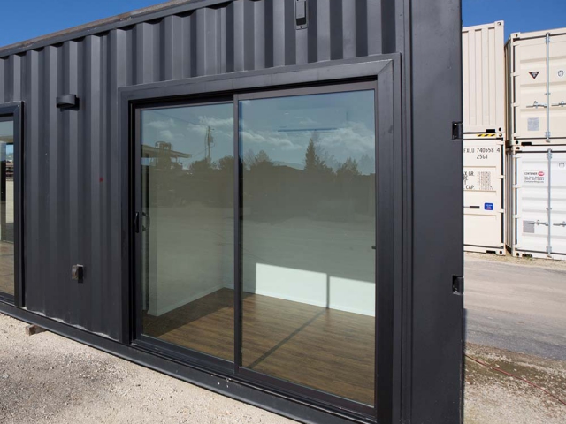 Custom Shipping container with custom sliding glass door